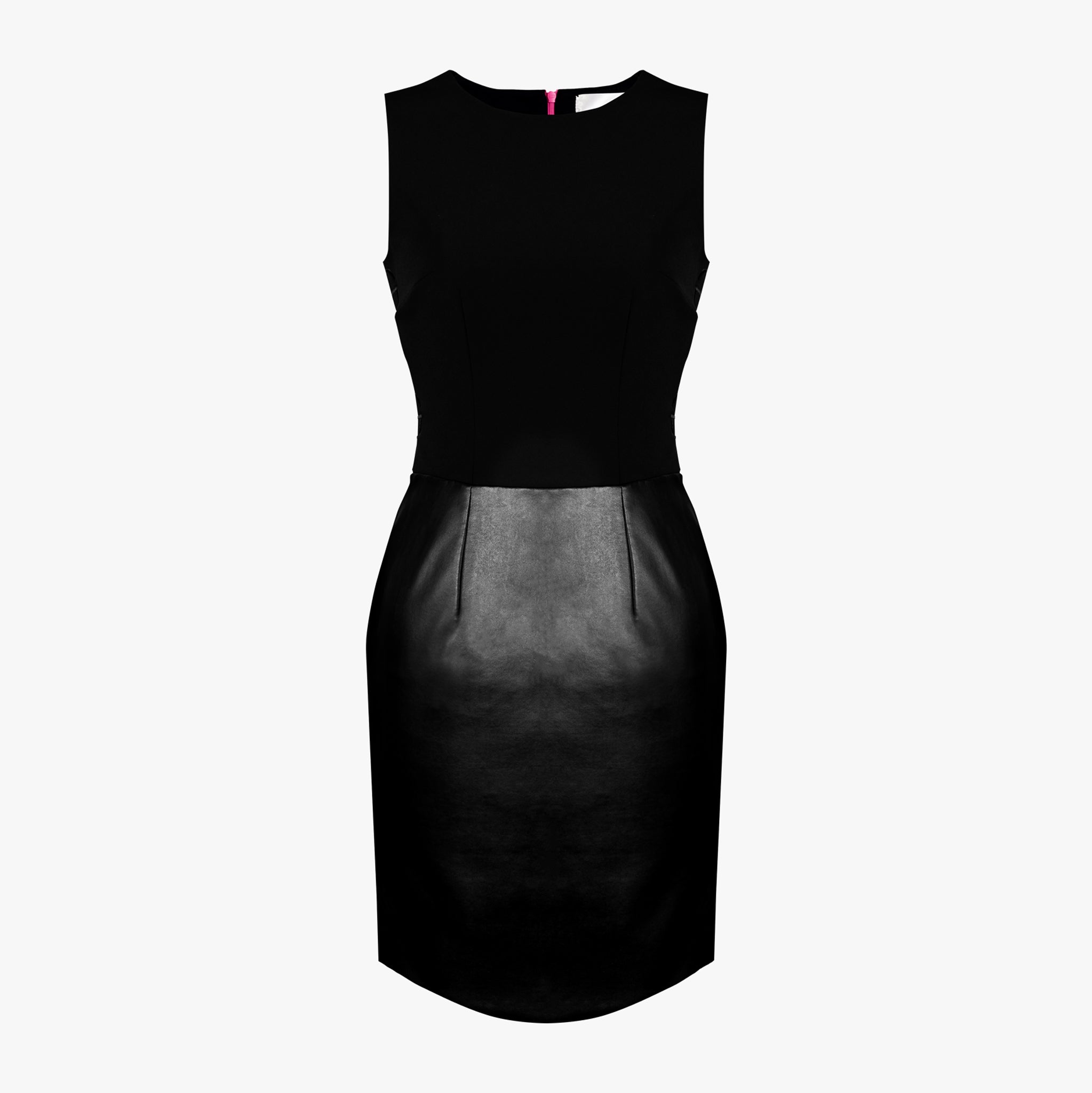 Robe crayon en cuir avec logo brodé sur les côtés