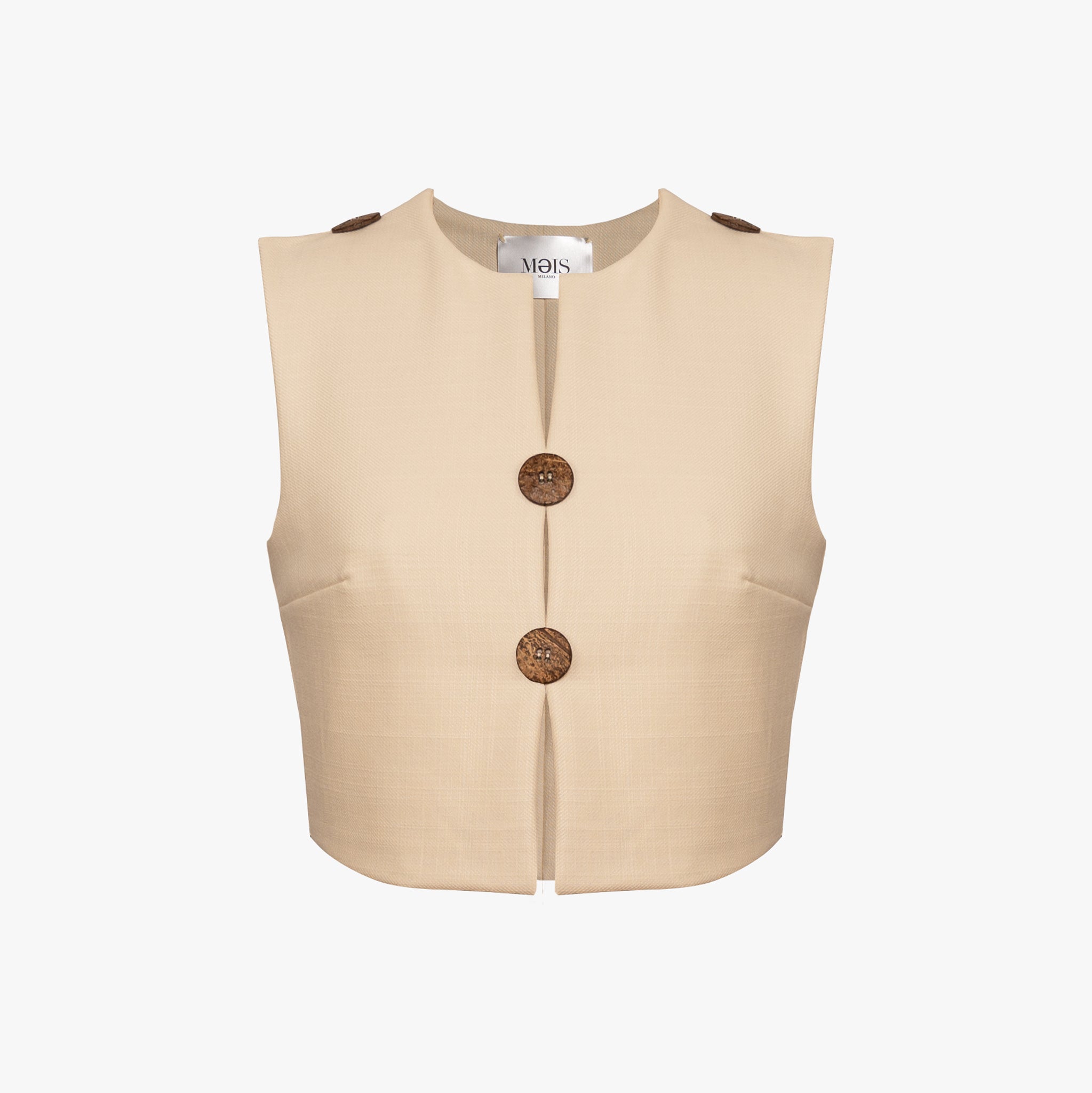 Gabardine Top with Coconut Buttons