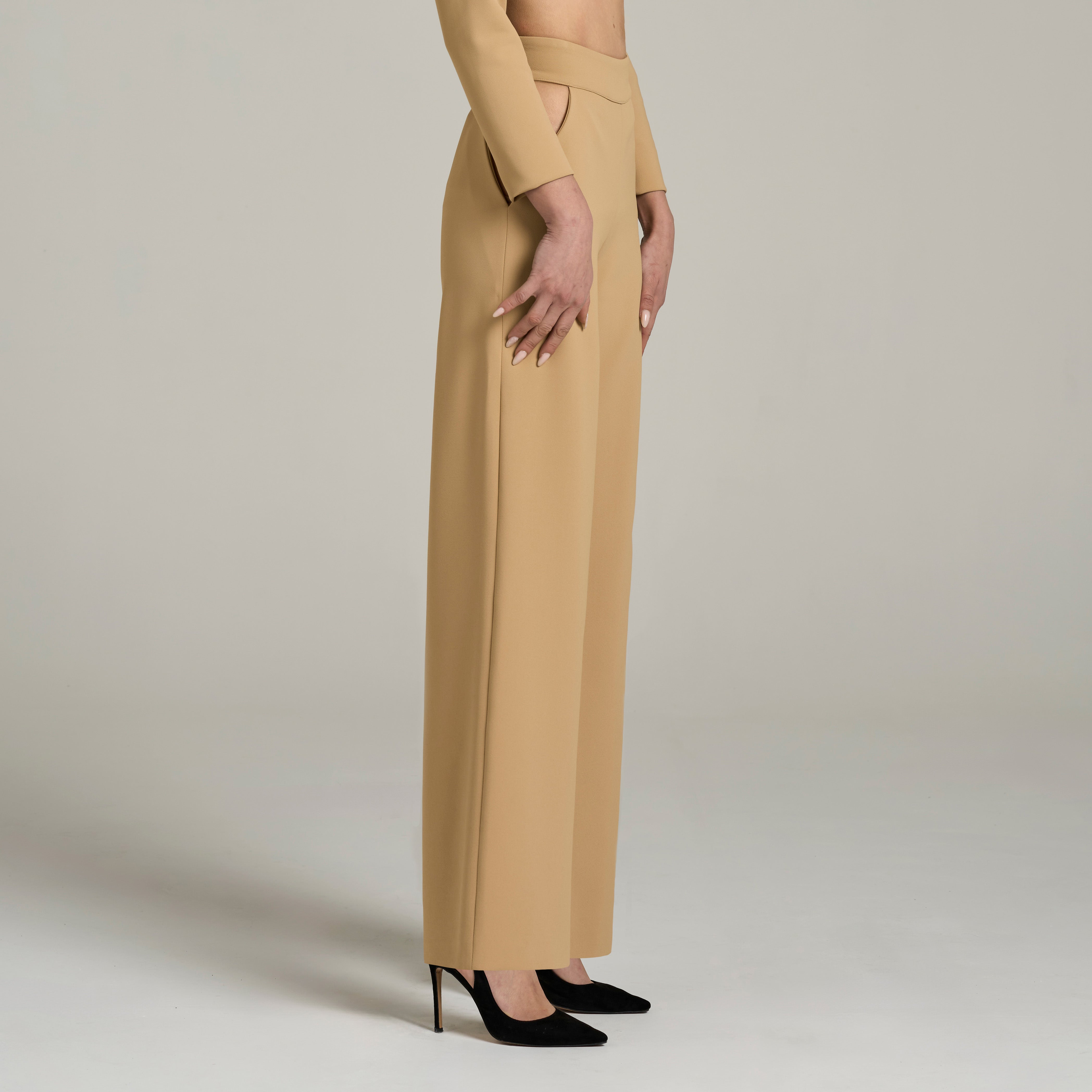 Cut-Out Straight-Leg Pants