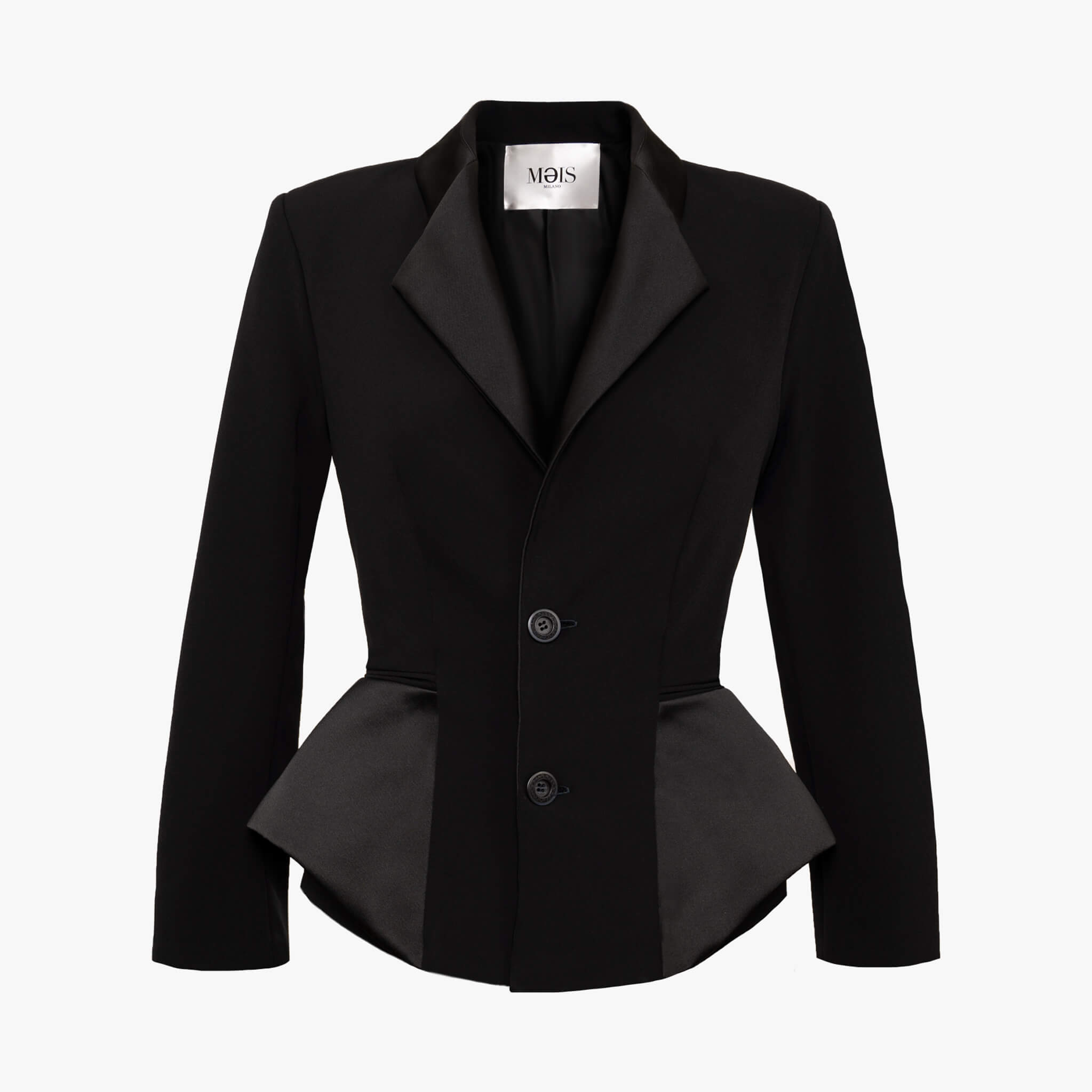 Giacca con Revers e fianchi strutturati in Satin | MƏIS Milano