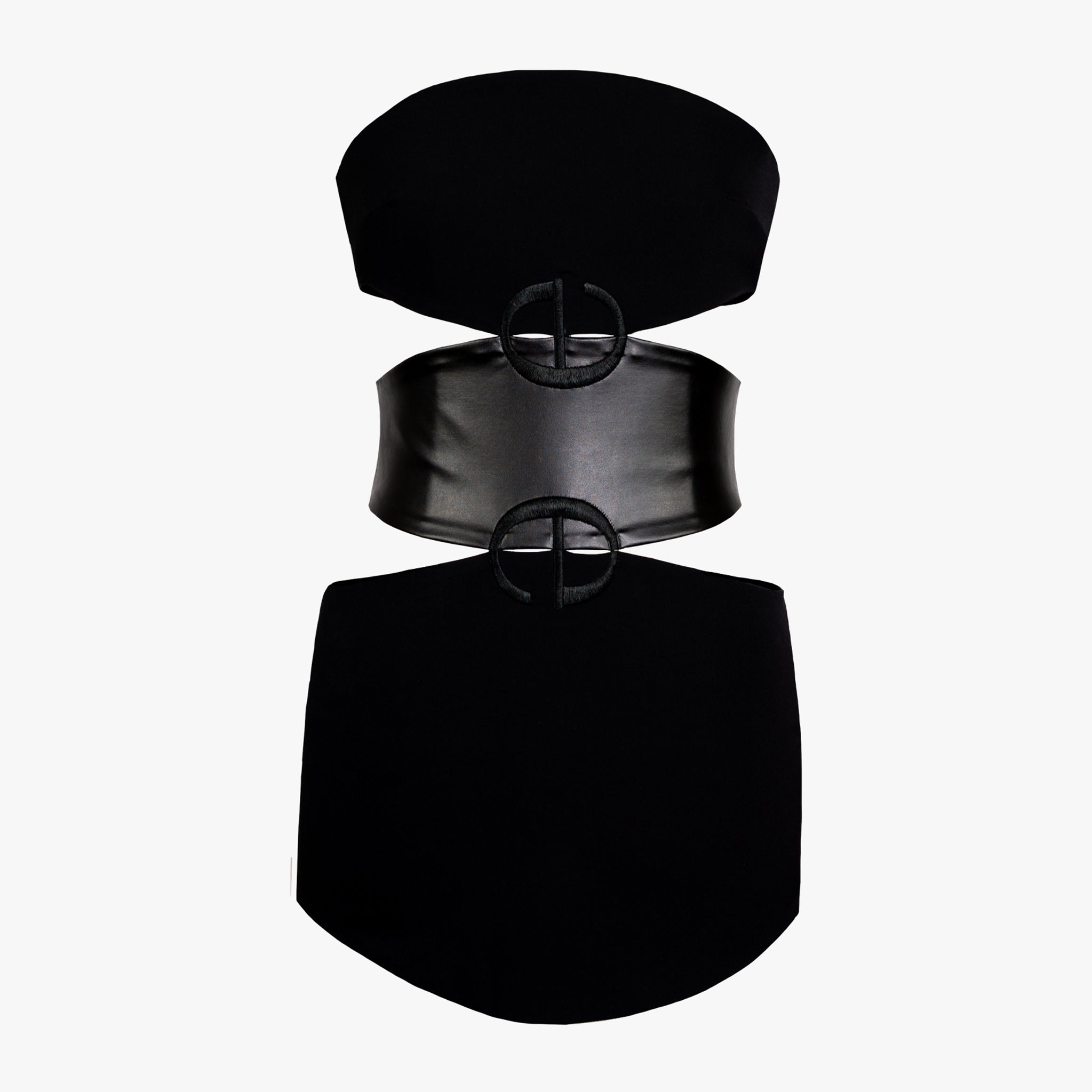Cut-Out Dress with Eco-Leather Band and Embroidered Logos