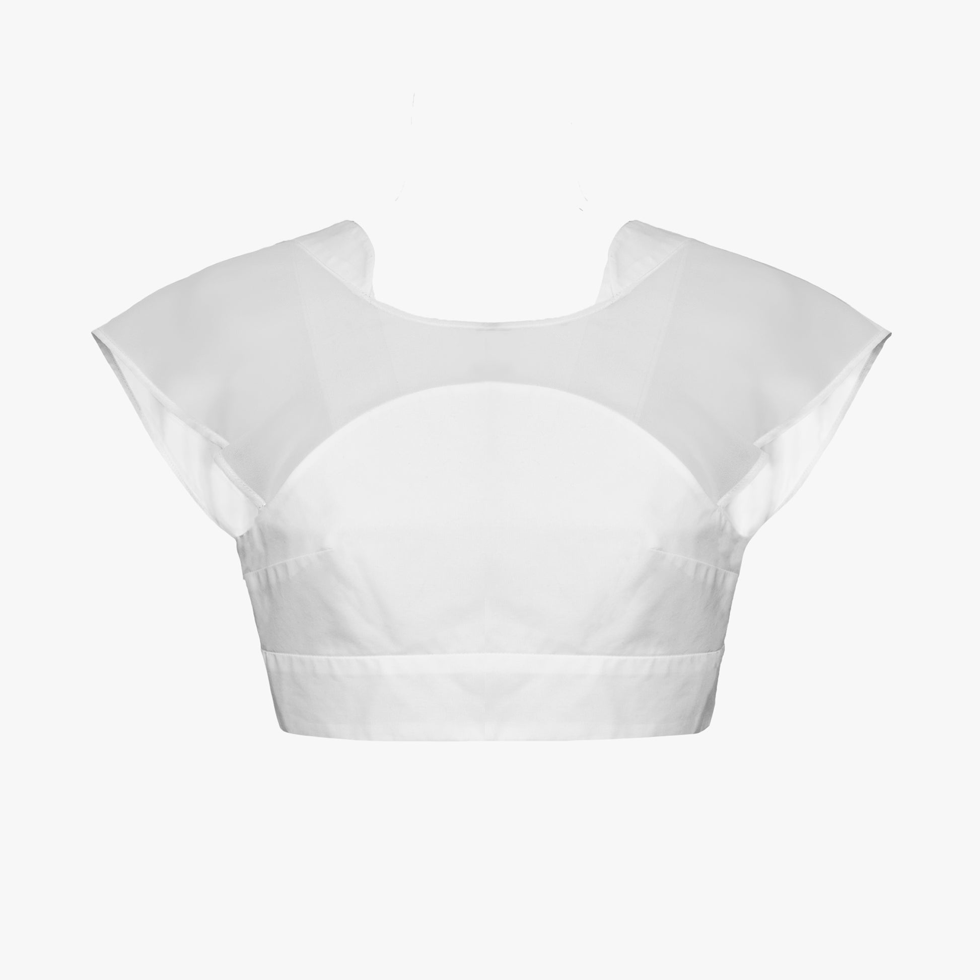 Crop Top in Popeline con Maniche Kimono in Chiffon