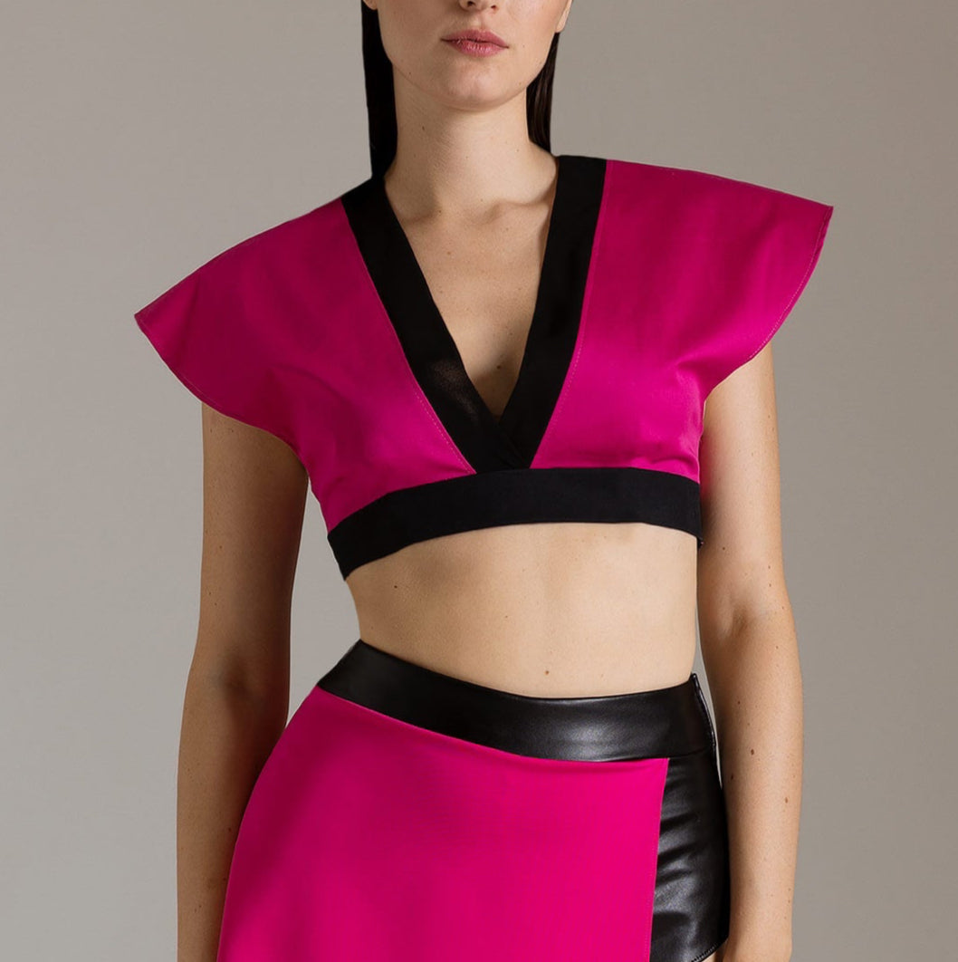 Crop Top in Popeline con Maniche Kimono | Məis Milano