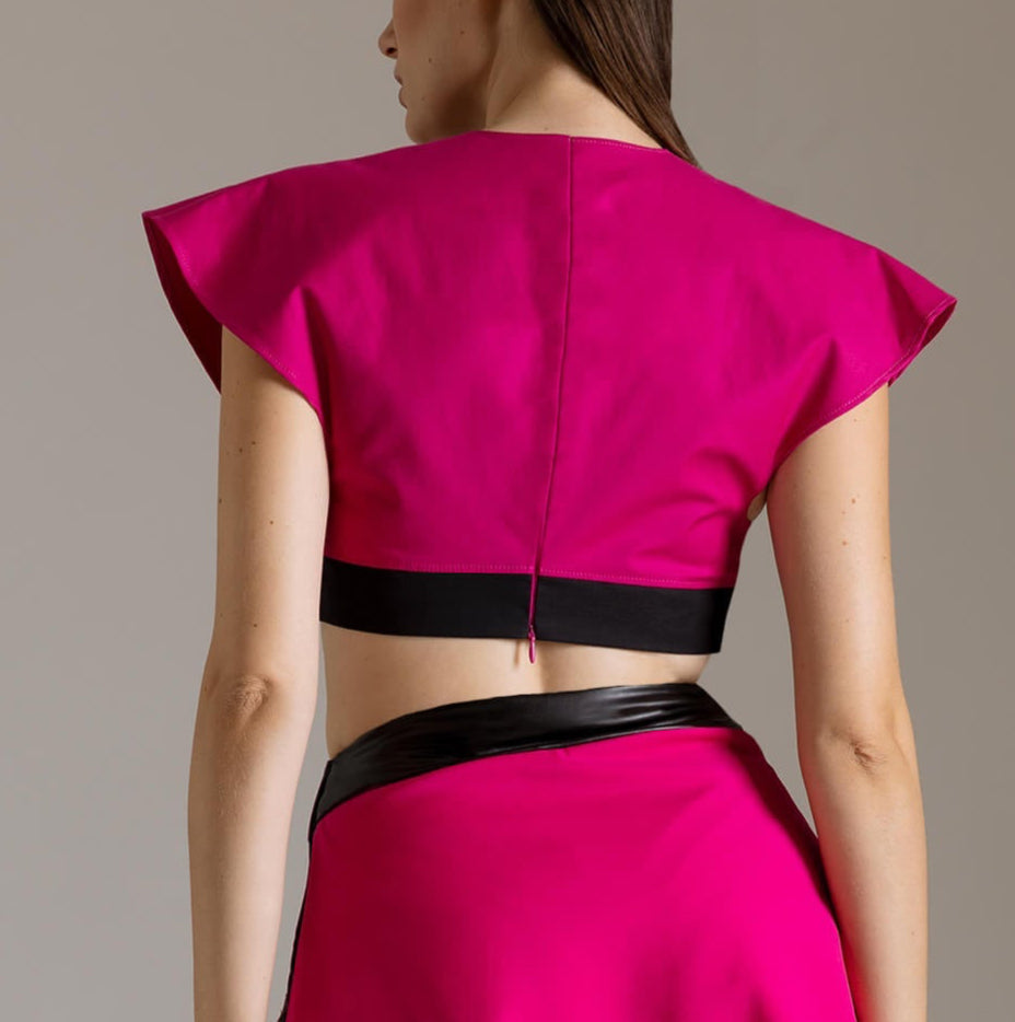 Crop Top in Popeline con Maniche Kimono | Məis Milano