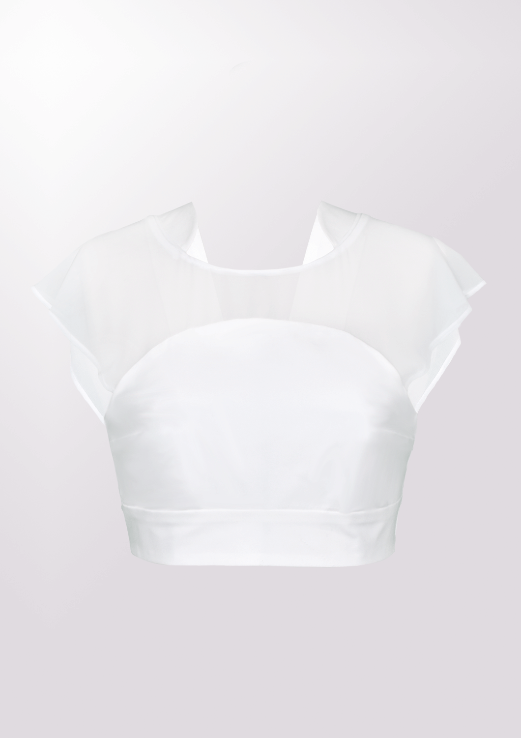 Crop Top in Popeline con Maniche Kimono in Chiffon | Məis Milano