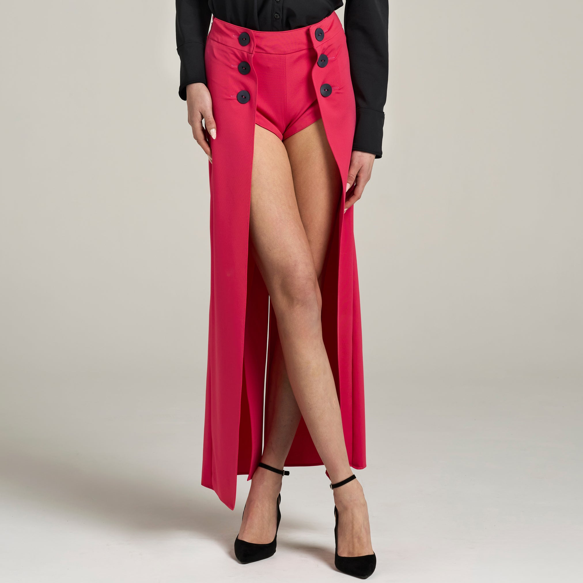 Palazzo Trousers with Shorts and Buttons