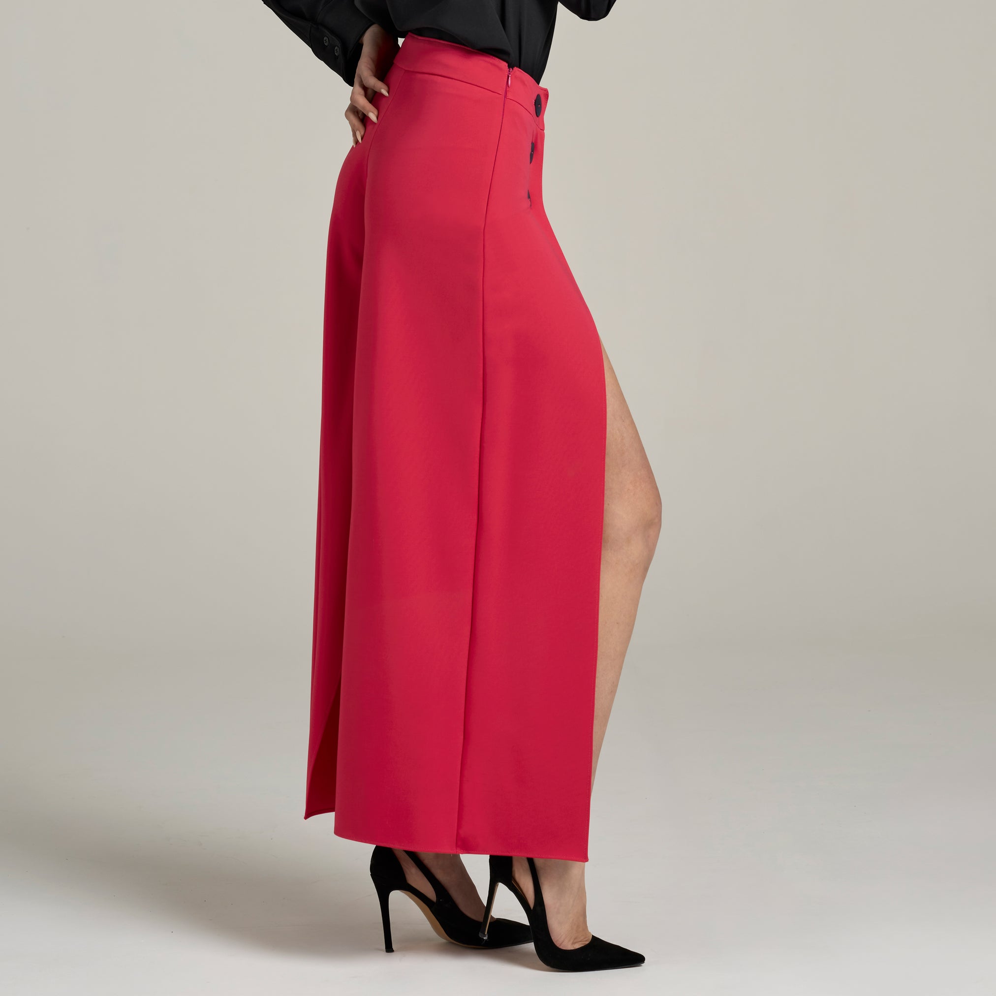 Palazzo Trousers with Shorts and Buttons
