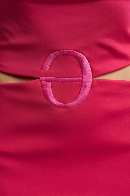 Gonna a Vita Alta con Cut-Out e Logo Ricamato | Məis Milano