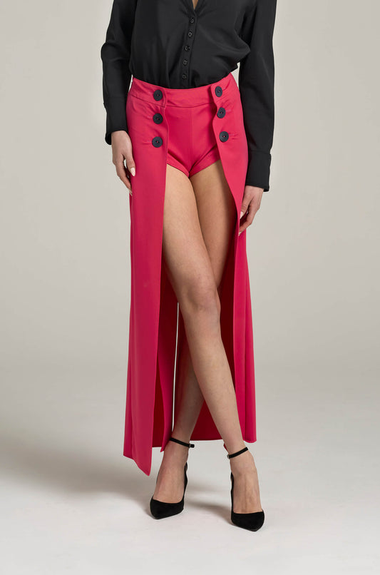 Pantaloni Palazzo Elasticizzati con Shorts e Bottoni | Meis Milano