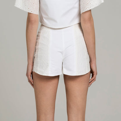 Shorts in Popeline e Pizzo Sangallo con Bottoni in Noce di Cocco | Məis Milano