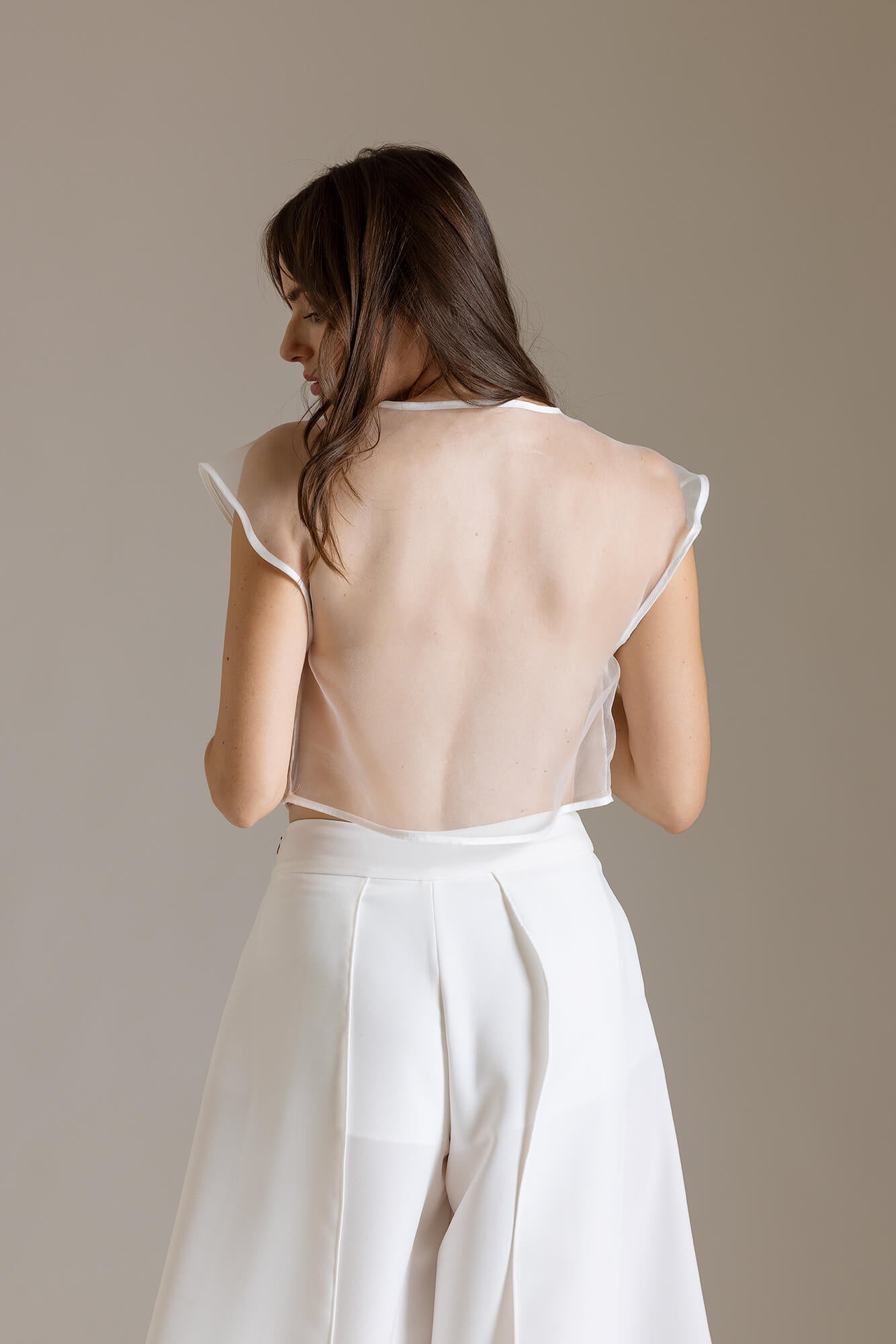 Top Corto in Popeline con Schiena in Organza | Məis Milano