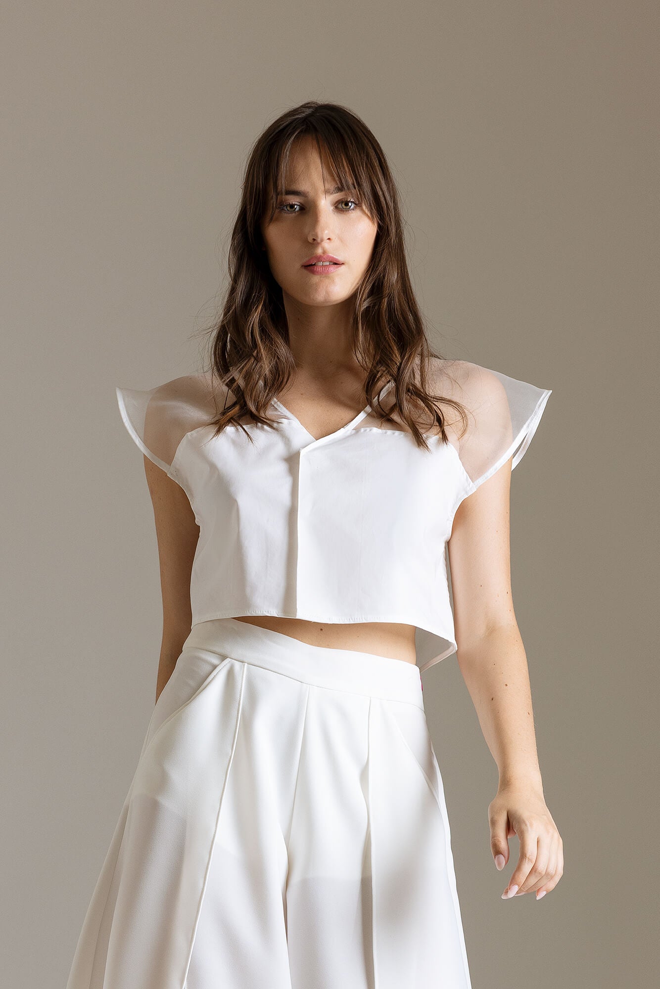 Top Corto in Popeline con Schiena in Organza | Məis Milano