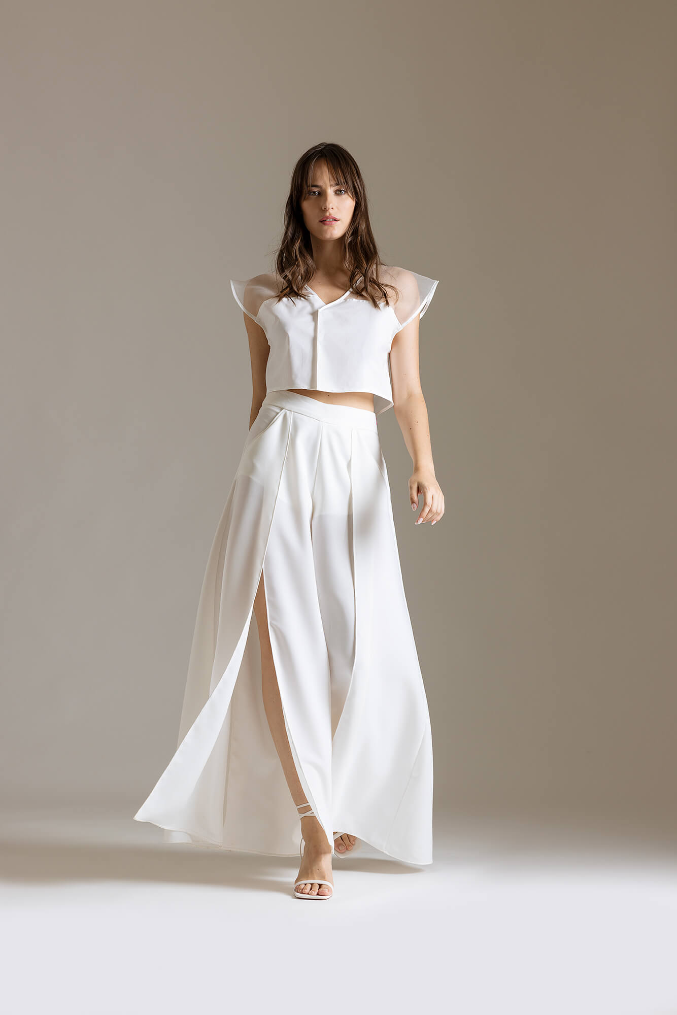 Top Corto in Popeline con Schiena in Organza | Məis Milano