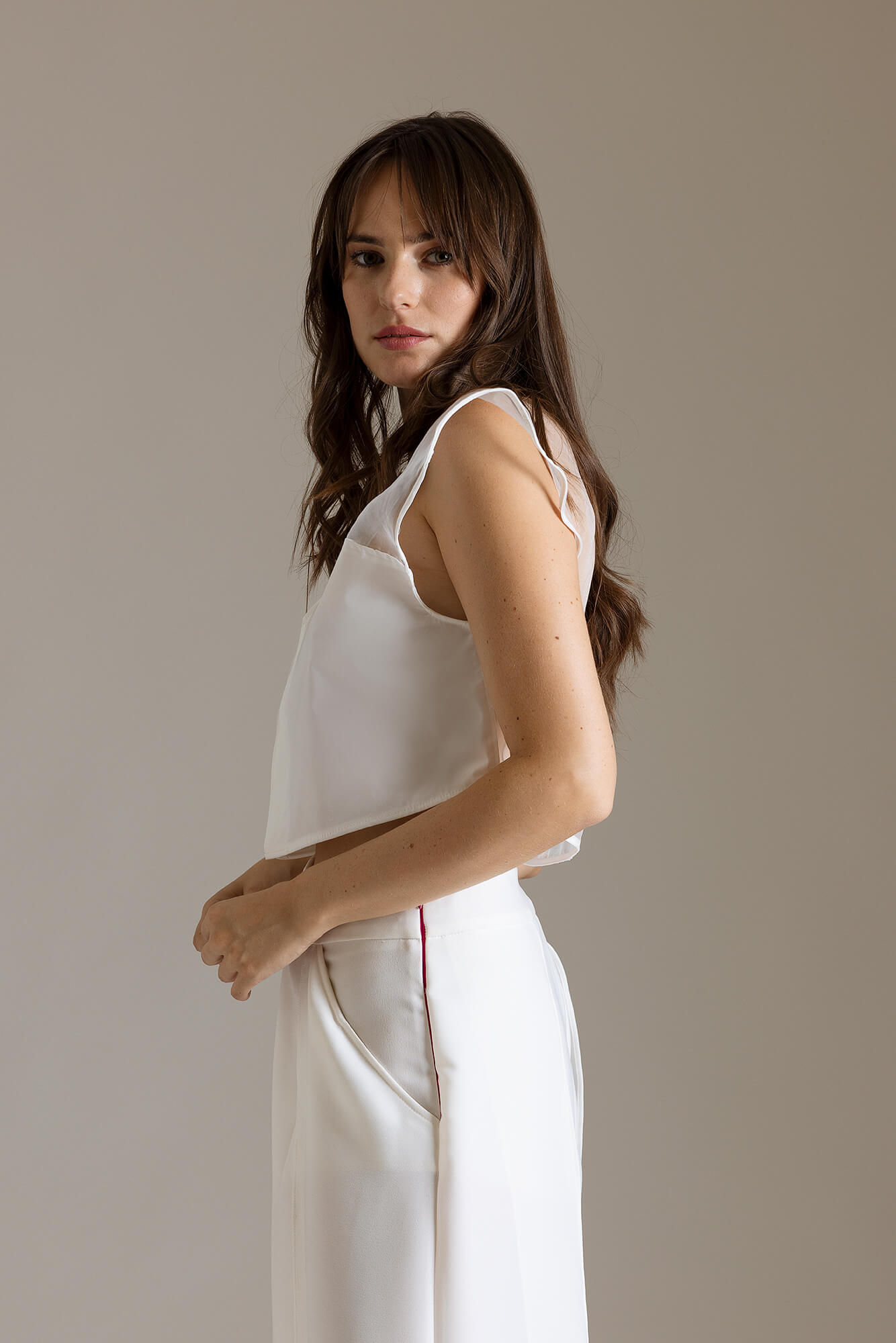 Top Corto in Popeline con Schiena in Organza | Məis Milano
