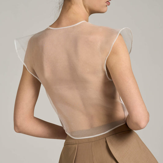 Top Corto in Popeline con Schiena in Organza | Məis Milano