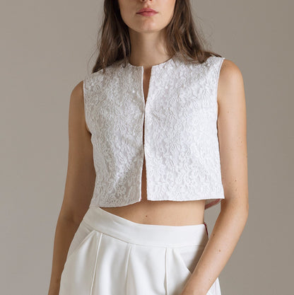 Top in Crêpe e Pizzo con Effetto Cut-Out e Ganci | Məis Milano